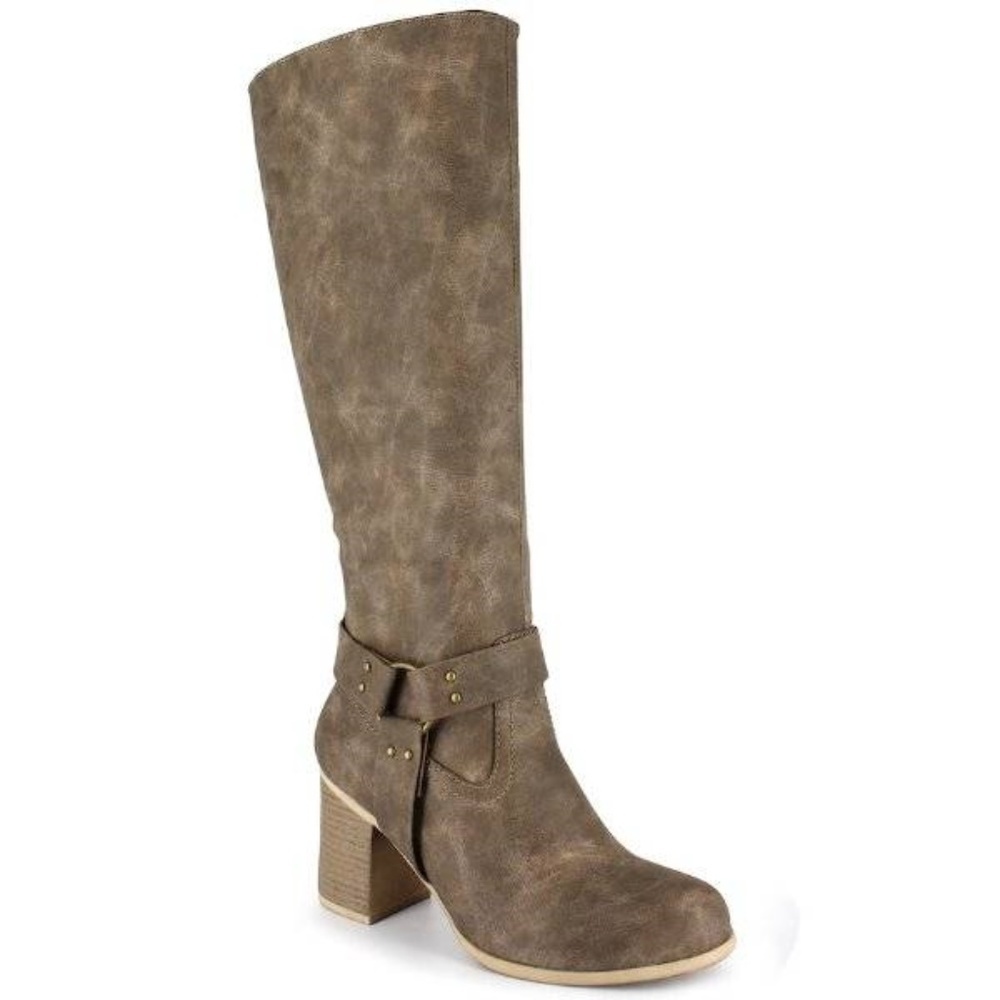 Dolce Mojo Riding Boots Womens 7.5 Brown Knee High Synthetic Leather Stack Heel